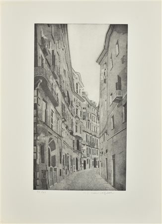 Federica Galli VICOL SANTA MARIA incisione su carta, battuta cm 28x50, foglio...