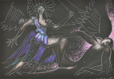 Sebastian LE SONGE serigrafia su carta ritoccata a mano, cm 35x50; es. 4/5...