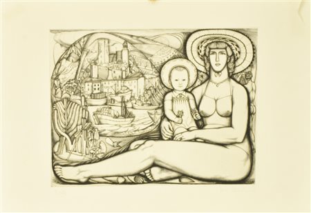 Jean Delpech LES VACANCES incisione su carta, battuta cm 25x32 su foglio...