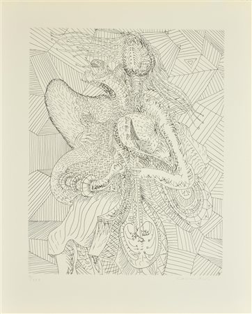 Arturo Carmassi ANGELO MUSICANTE acquaforte su carta, battuta cm 45x35,5 su...