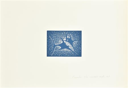 Giovanni Boffa L'INCONTRO linoleumgrafia su carta, cm 35,5x51,5; es. 5/30...