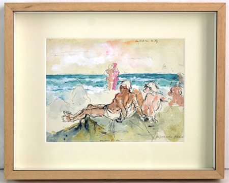 PIACESI WALTER Ascoli Piceno (Italia) 1929 Scogliera Adriatica 1993 China e...