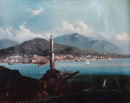 Coppia di vedute di Genova Pittore del XIX-XX secolo