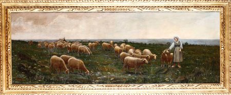 Rossi Alberto, Pastorella con gregge di pecore