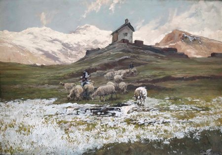 Gheduzzi Cesare, Paesaggio montano con pecore