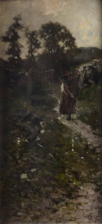 Befani Achille Formis, Paesaggio con figura, 1890-1900 ca.