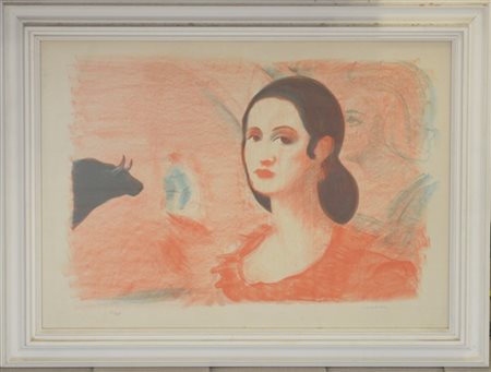 Aligi Sassu "Senza titolo" 
litografia a colori
cm 49x69
firmata e numerata in b