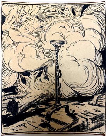 Ignoto, "Senza titolo", disegno a tecnica mista su carta applicata su cartoncin