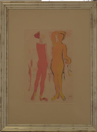 Marino Marini "Marino da Shakespeare I" 1977
acquaforte e acquatinta a colori, t