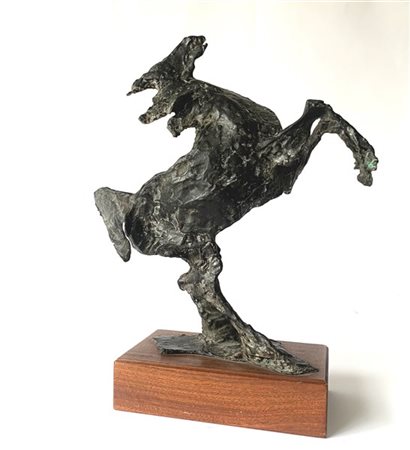 Aligi Sassu "Cavallino impennato" 1983
scultura in bronzo su base in legno
cm 35