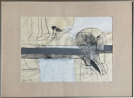Tino Vaglieri "Studio" 1961
tecnica mista su carta
cm 34x49
firmato e datato e i