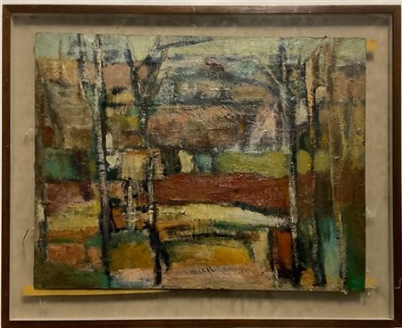 Ugo Recchi "Paesaggio" 1956
olio su compensato
cm 50x65
firmato e datato in bass