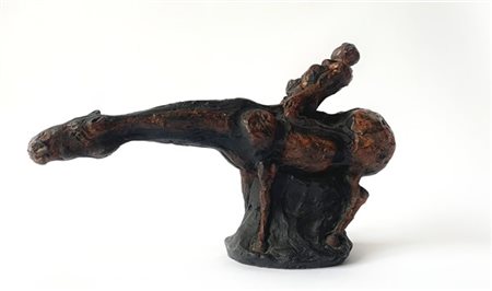 Agenore Fabbri "Cavallo e cavaliere" 
scultura - multiplo in bronzo
cm 22x37
num