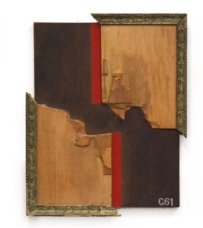 Felice Canonico "Stacco DK" 1961
tecnica mista e assemblage su tavola
cm 40x32
S