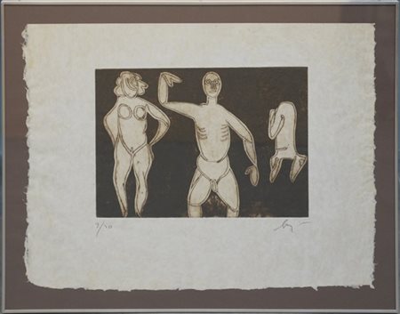 Enrico Baj "Nudi" 1973
acquaforte e acquatinta stampata su carta cina
(lastra cm