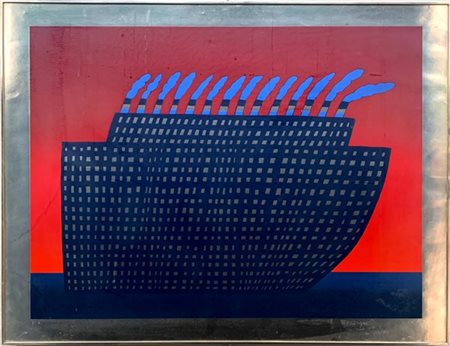 Jean-Michel Folon "Senza titolo" 
serigrafia - prova d'artista su carta argentat