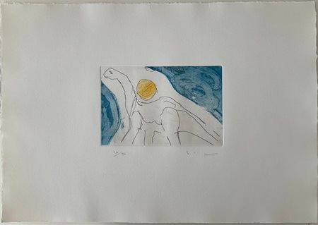 Mario Schifano "Estinto" 1983
acquaforte e acquatinta a colori
(lastra cm 13x20;