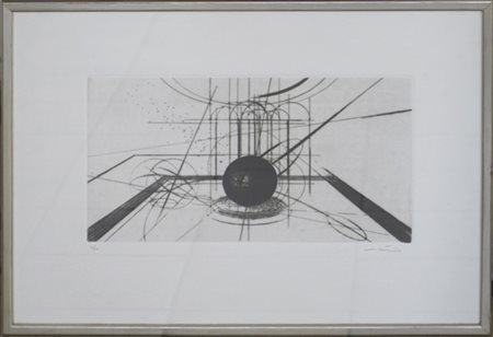 Walter Valentini "Senza titolo" 
acquaforte
(lastra cm 18,5x34,5; foglio cm 34,5