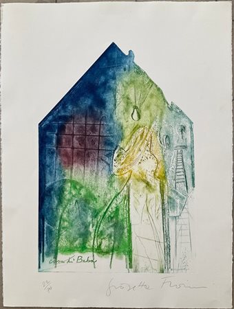Giosetta Fioroni "Casa di Baba" 
acquaforte e acquatinta a colori
(lastra cm 58x