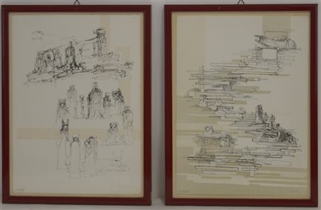 Fabrizio Clerici Lotto composto da quattro litografie di soggetto diverso
cm 34x