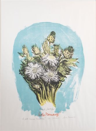 PAOLO MANARESI (Bologna 1908 - 1991) "Vaso di fiori", 1968. Litografia a...