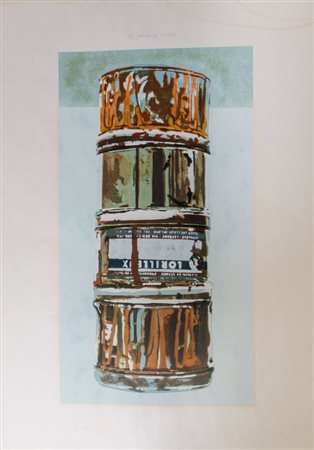 PIERO MANAI (Bologna 1951 - 1988) "Barattolo". Litografia a colori su carta....