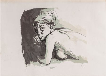 RENATO GUTTUSO (Bagheria 1911 - Roma 1987) "Senza titolo". Litografia a...