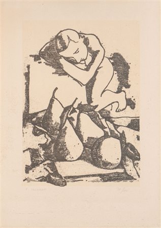 FELICE CASORATI (Novara 1883 - Torino 1963) "Senza titolo". Litografia su...