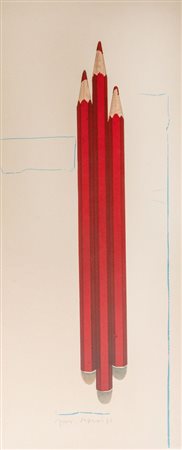 PIERO MANAI (Bologna 1951 - 1988) "Matite rosse". Litografia a colori su...