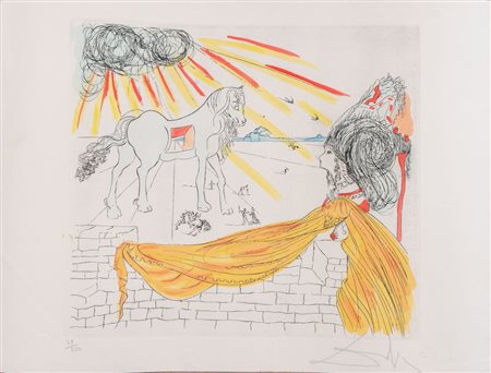 SALVADOR DALÍ (Figueres 1904 - 1989) "Helen and the Trojan horse". Litografia...