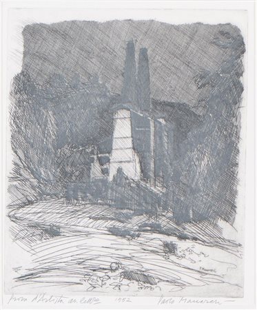 PAOLO MANARESI (Bologna 1908 - 1991) "La fornace", 1952. Incisione su carta....