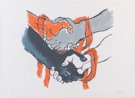 RENATO GUTTUSO (Bagheria 1911 – Roma 1987) "Senza titolo". Litografia a...