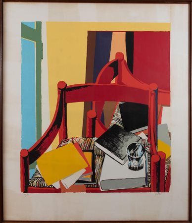 RENATO GUTTUSO (Bagheria 1911 - Roma 1987) "Natura morta con sedia"....