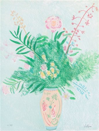 UMBERTO LILLONI (Milano 1898 – 1980) "Vaso di fiori". Litografia colori su...
