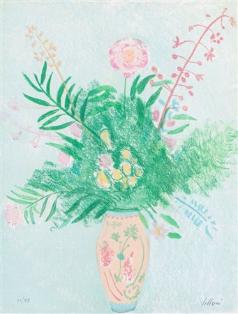 UMBERTO LILLONI (Milano 1898 – 1980) "Vaso di fiori". Litografia colori su...