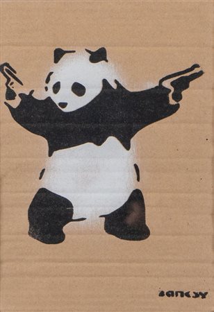 BANKSY (Bristol 1974) "Dismaland", 2015. Spray su cartone. Cm 29x20. Opera...