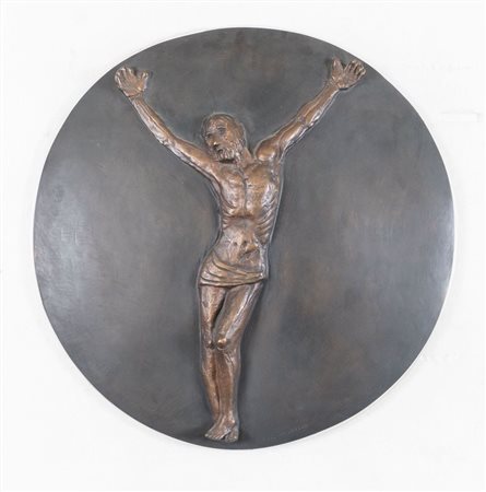 TONI BENETTON (Treviso 1910 - 1996) "Cristo". Bassorilievo in bronzo. Cm Ø...