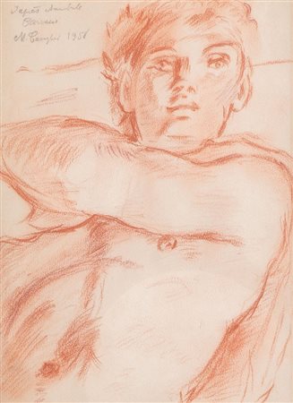 MARIO CAVAGLIERI (Rovigo 1887 - Pavie 1969) "Busto maschile". Disegno su...