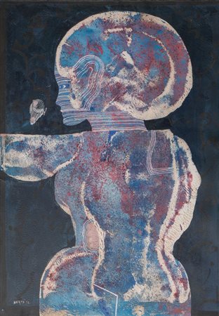 CARLO BERTE' (Piacenza 1939) "Senza titolo", 1972. Tecnica mista su carta. Cm...