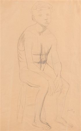 BRUNO SAETTI (Bologna 1902 - 1984) "Ritratto", 1949. Disegno su carta. Cm...
