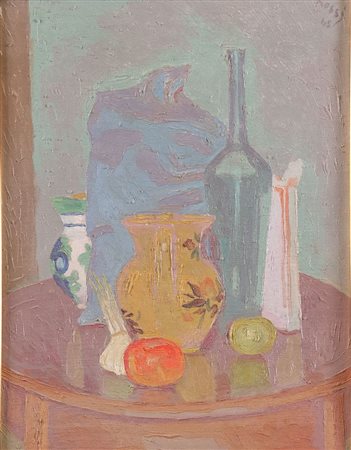 ILARIO ROSSI (Bologna 1911 - 1994) "Natura morta", 1945. Olio su cartone...