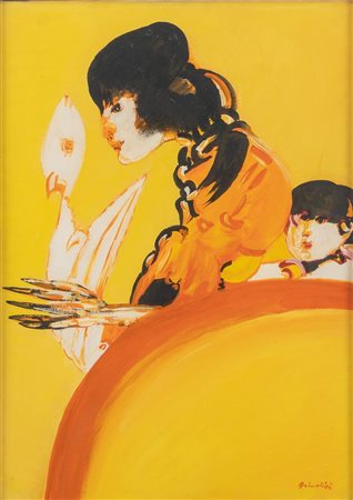 REMO BRINDISI (Roma 1918 - Lido di Spina 1996) "Pastorale", 1971. Olio su...