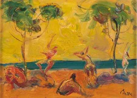 NINO CORRADO CORAZZA (Bologna 1897 – 1975) "Isola delle vedove". Olio su...