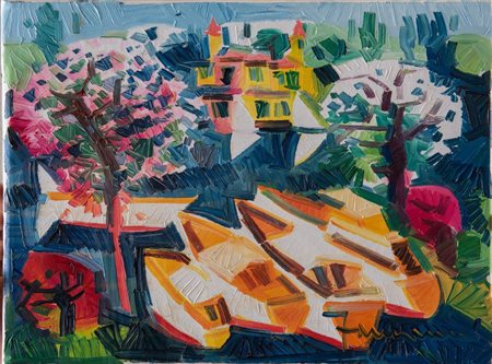 ATHOS FACCINCANI (Peschiera del Garda 1951) "Paesaggio". Olio su tela. Cm...