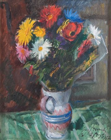GINO MARZOCCHI (Molinella 1895 - Bologna 1981) "Vaso di fiori", 1972. Olio su...