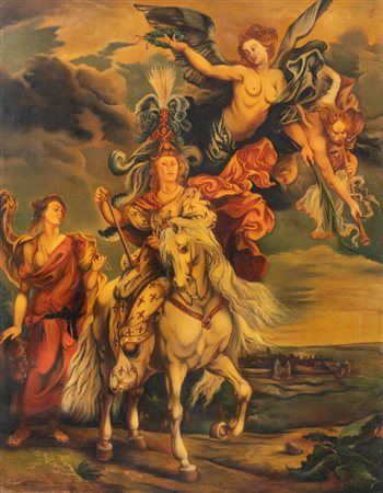 RAMANA (XX secolo) "Omaggio a Rubens". Olio su tela. Cm 90X70. Al retro opera...
