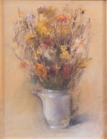 NORMA MASCELLANI (Bologna 1909 - 2009) "Vaso di fiori". Pastello e tecnica...