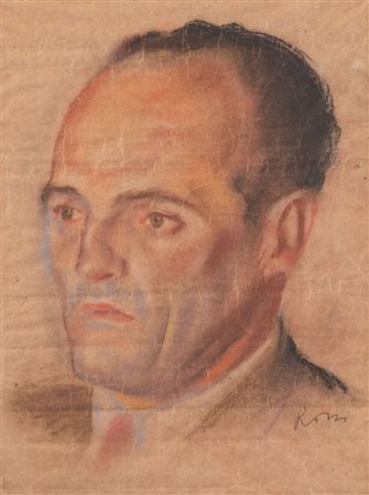 ILARIO ROSSI (Bologna 1911 - 1994) "Ritratto". Tecnica mista su carta. Cm...