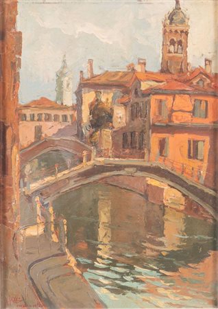 MARIO CAPUZZO (Badia Polesine 1902 - 1972) "Venezia", 1932. Olio su tavola....