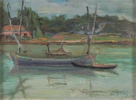 GINO MARZOCCHI (Molinella 1895 - Bologna 1981) "Marina", 1955. Olio su...